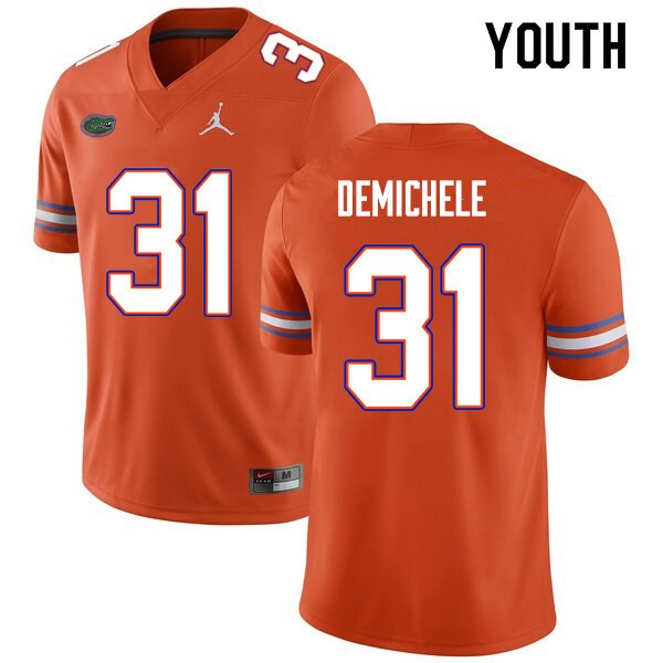 Youth #31 Chase DeMichele Florida Gators College Football Jerseys Orange